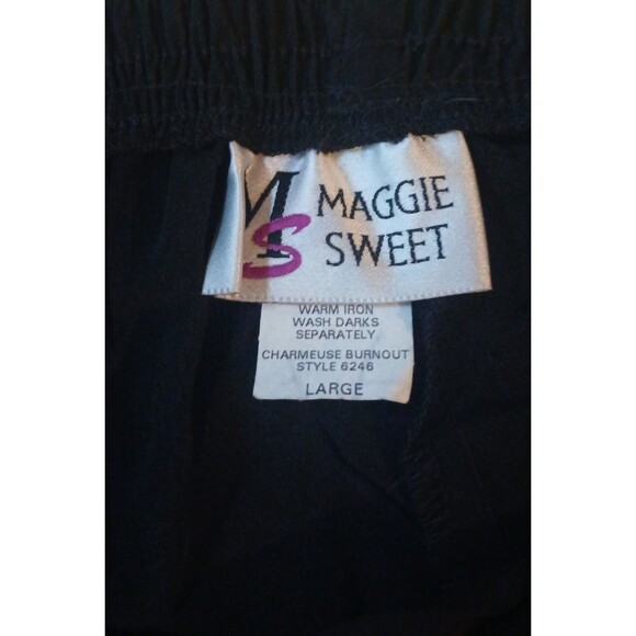 VTG Maggie Sweet Women’s L Black Pull On Wide Leg Pants Silky Retro Y2K EUC - Picture 5 of 6